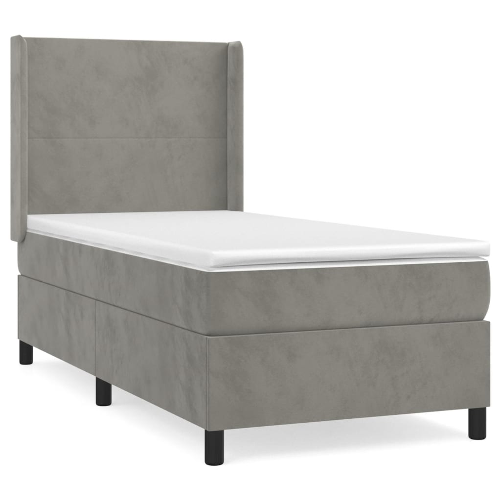Sommier à lattes de lit et matelas Gris clair 90x200 cm Velours - XIOS