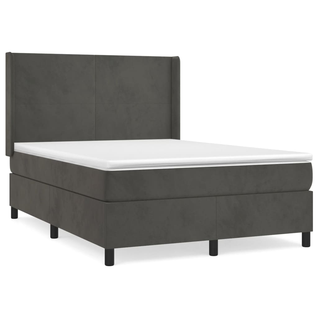 Sommier à lattes de lit et matelas Gris foncé 140x190cm Velours - XIOS