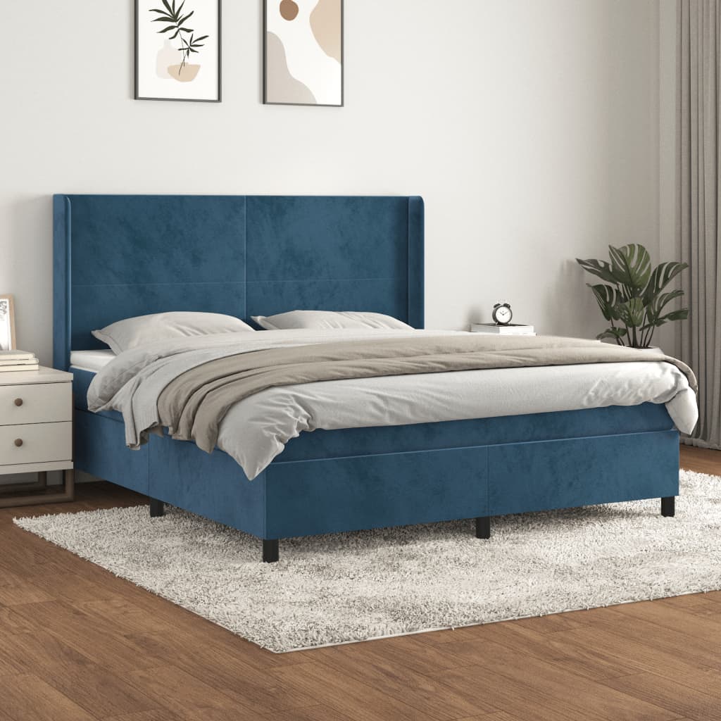 Sommier à lattes de lit et matelas Bleu foncé 180x200cm Velours - XIOS