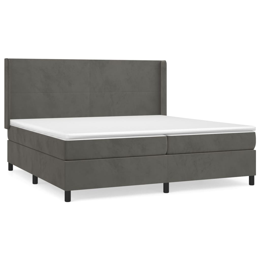 Sommier à lattes de lit et matelas Gris foncé 200x200cm Velours - XIOS