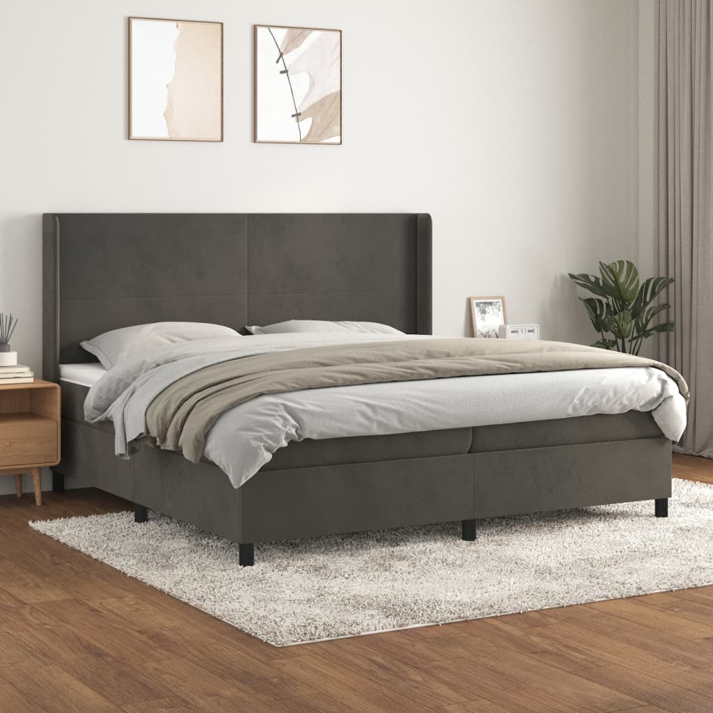 Sommier à lattes de lit et matelas Gris foncé 200x200cm Velours - XIOS