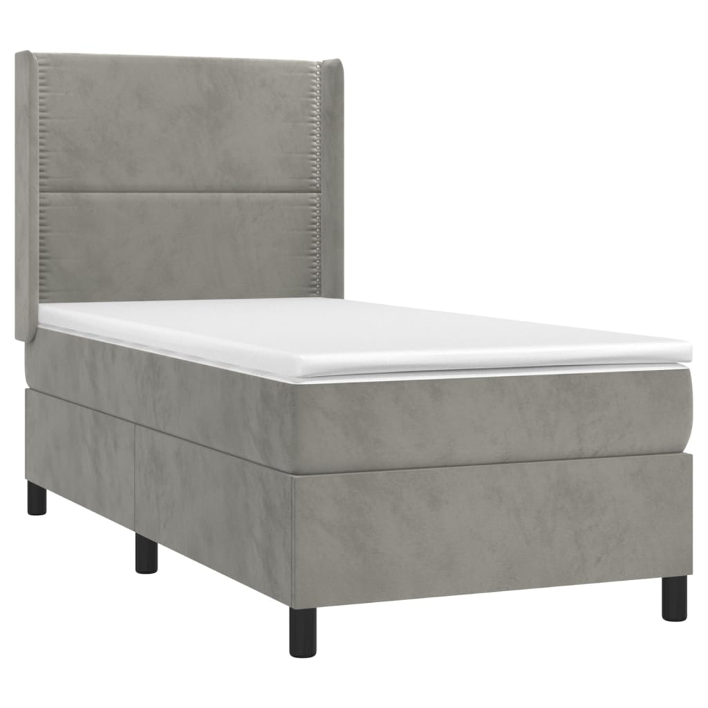 Sommier à lattes de lit et matelas Gris clair 90x190 cm Velours - XIOS