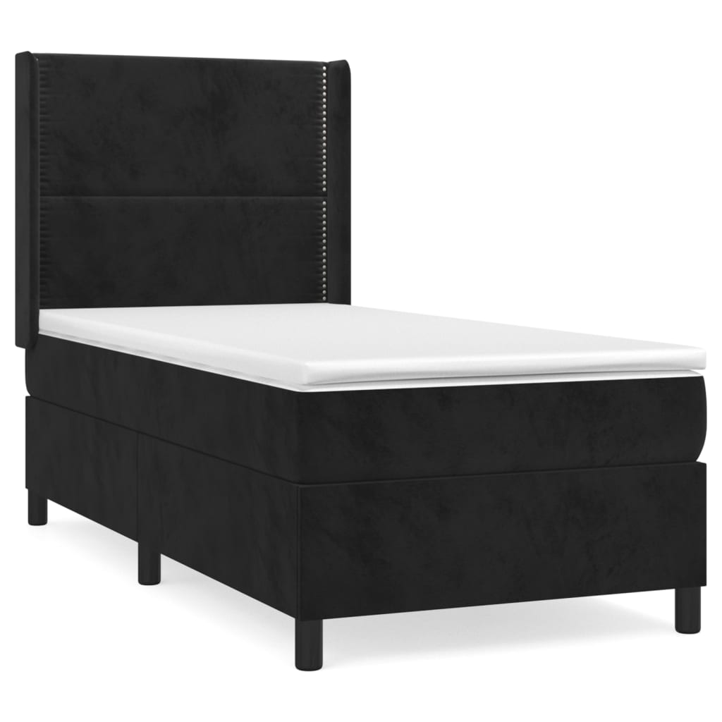 Sommier à lattes de lit avec matelas Noir 100x200 cm Velours - XIOS