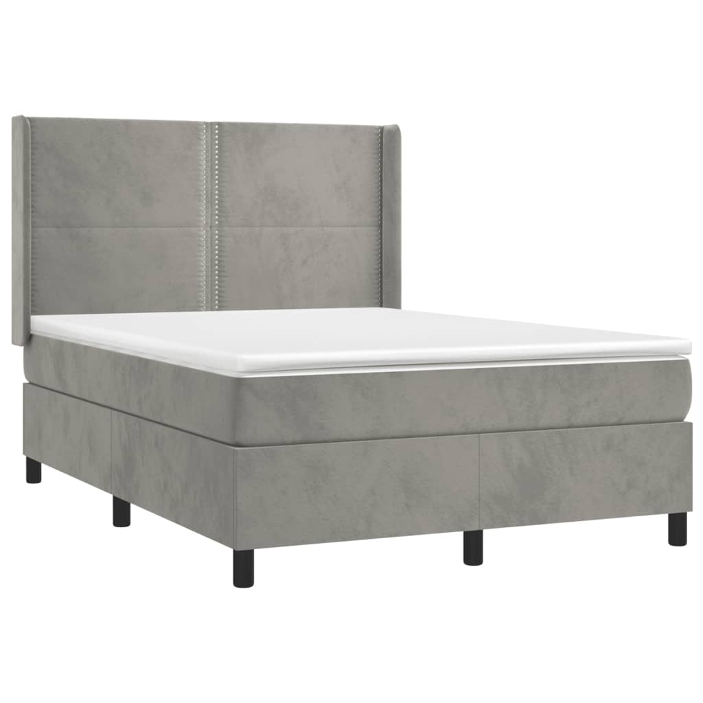 Sommier à lattes de lit et matelas Gris clair 140x200cm Velours - XIOS