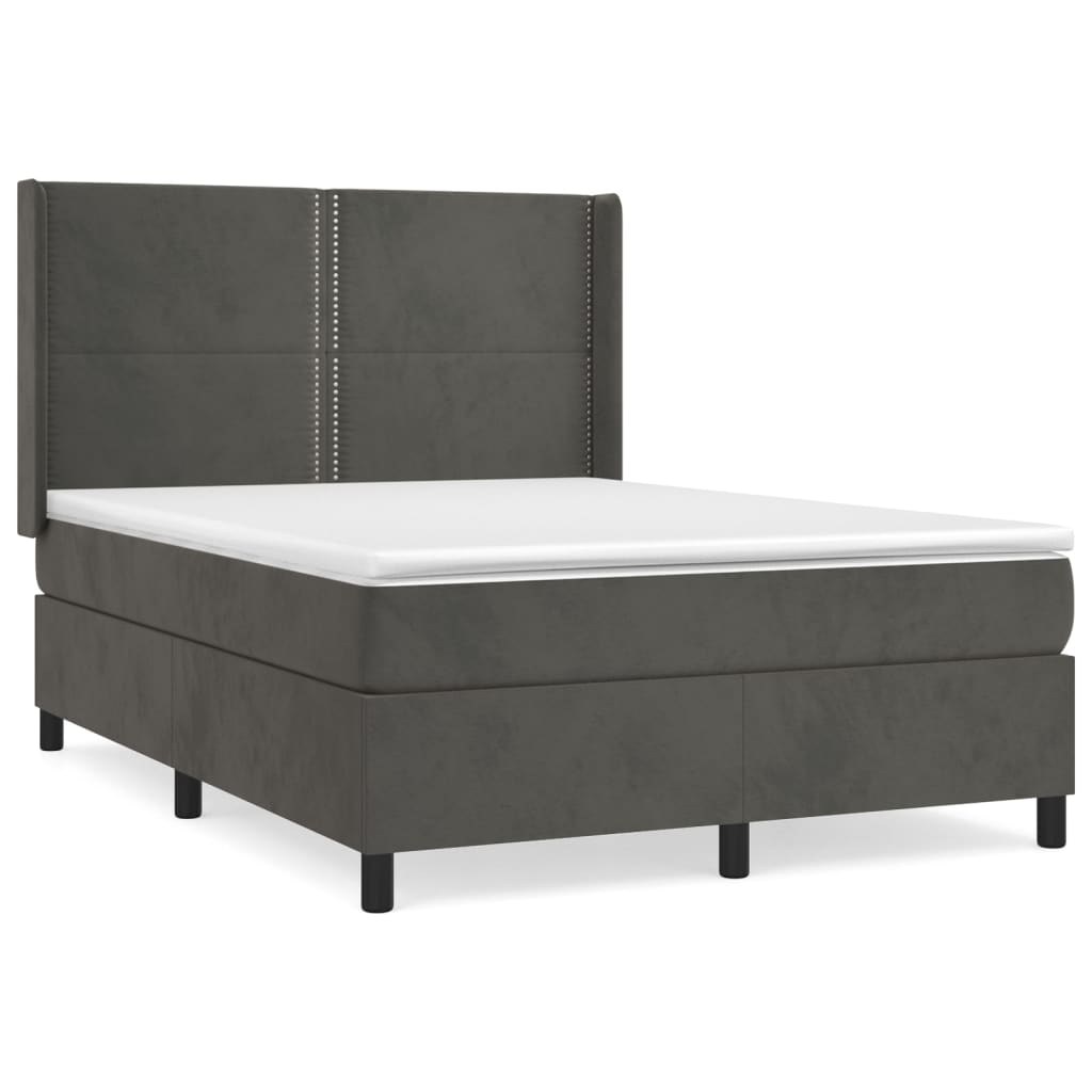Sommier à lattes de lit et matelas Gris foncé 140x200cm Velours - XIOS