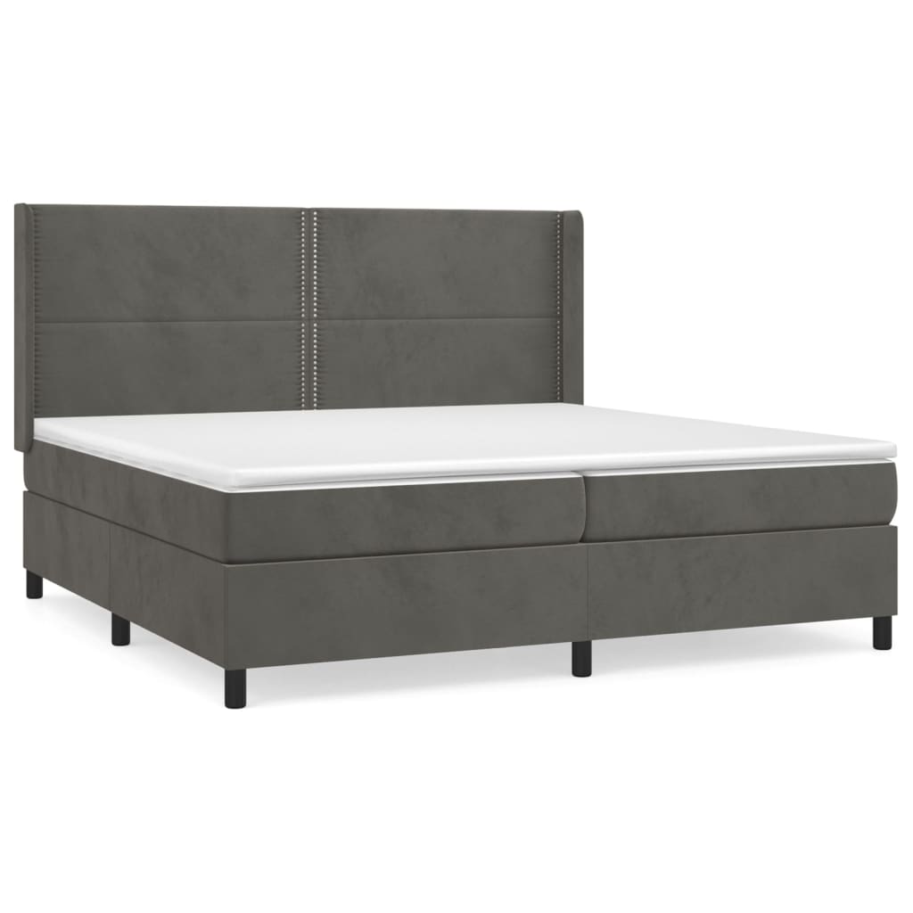 Sommier à lattes de lit et matelas Gris foncé 200x200cm Velours - XIOS