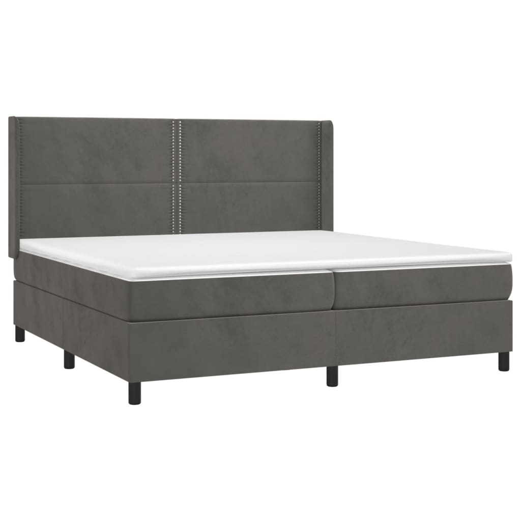 Sommier à lattes de lit et matelas Gris foncé 200x200cm Velours - XIOS
