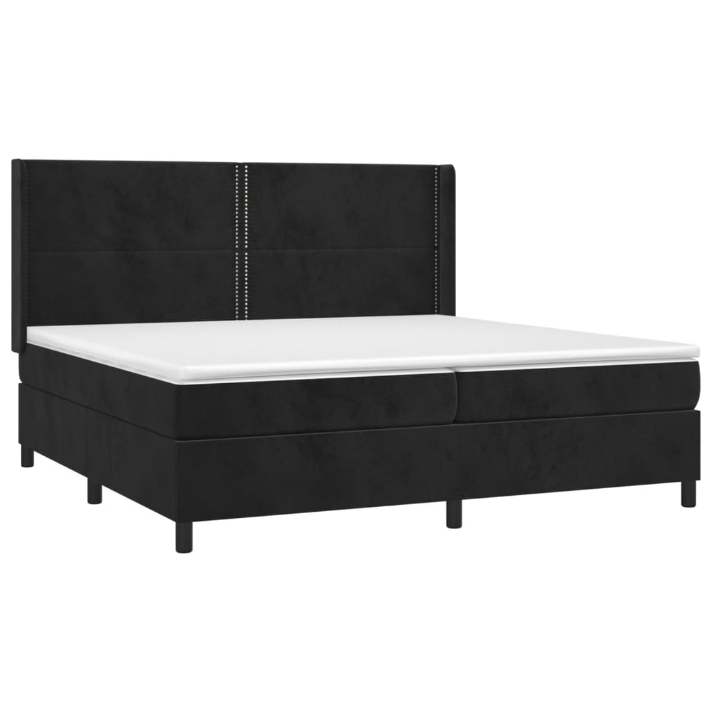 Sommier à lattes de lit et matelas Noir 200x200 cm Velours - XIOS