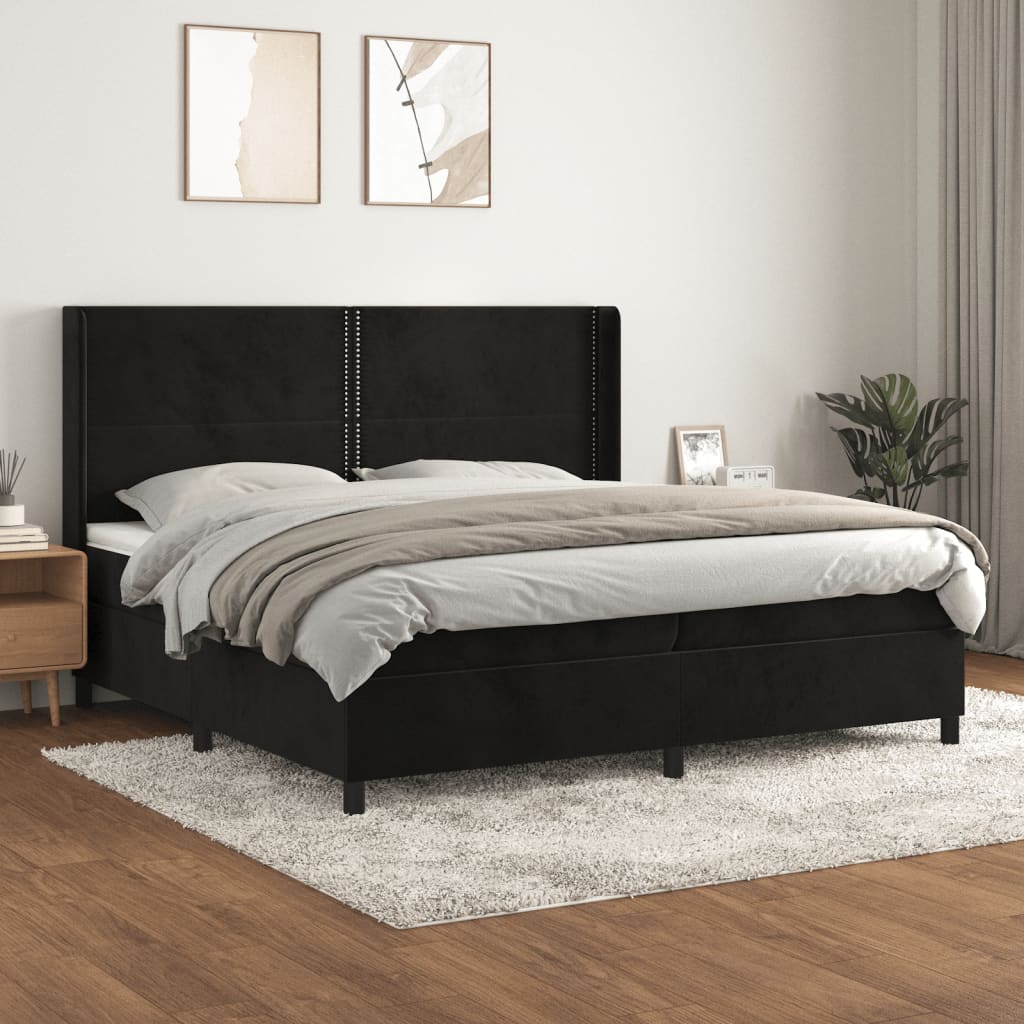 Sommier à lattes de lit et matelas Noir 200x200 cm Velours - XIOS