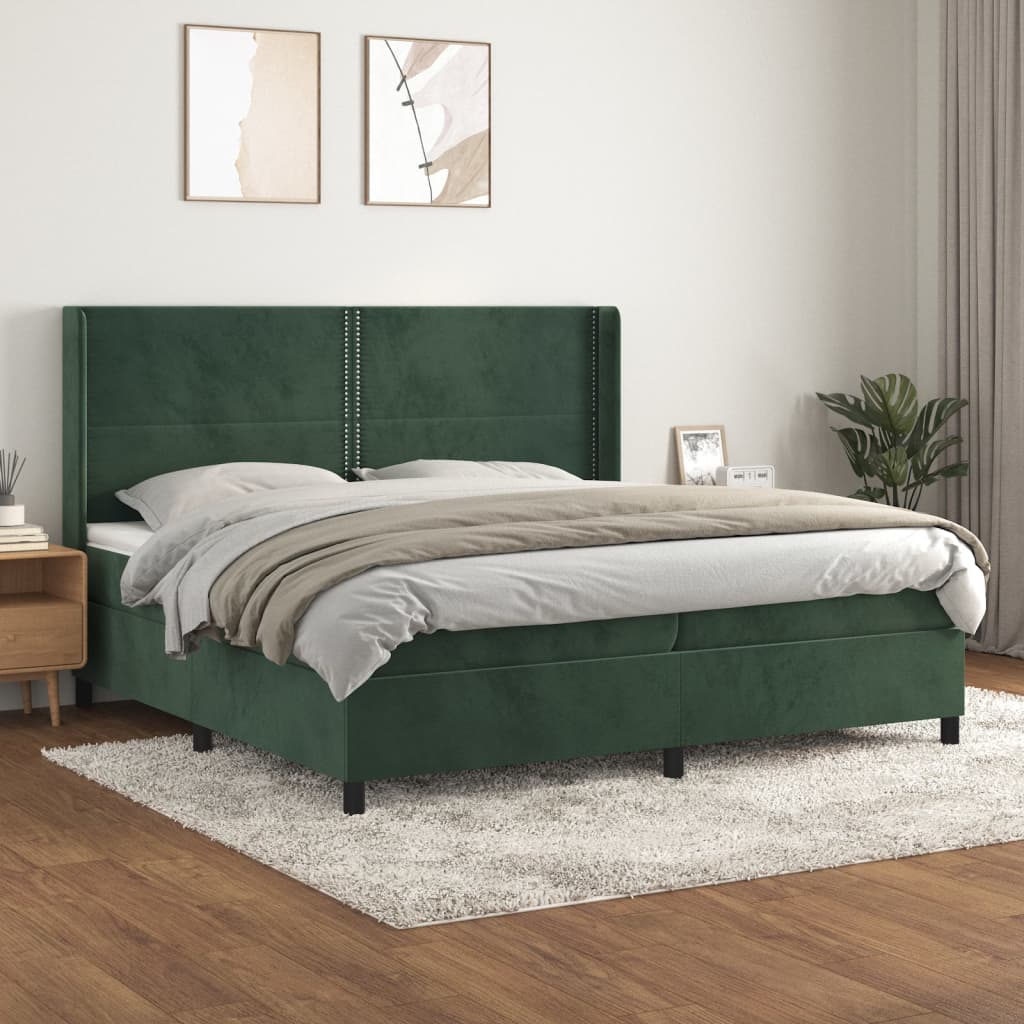 Sommier à lattes de lit et matelas Vert foncé 200x200cm Velours - XIOS
