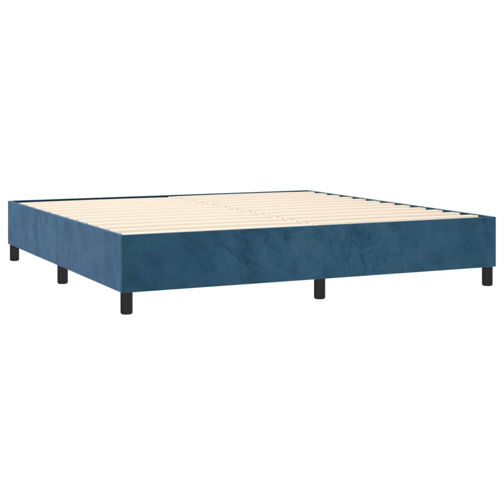 Sommier à lattes de lit et matelas Bleu foncé 200x200cm Velours - XIOS