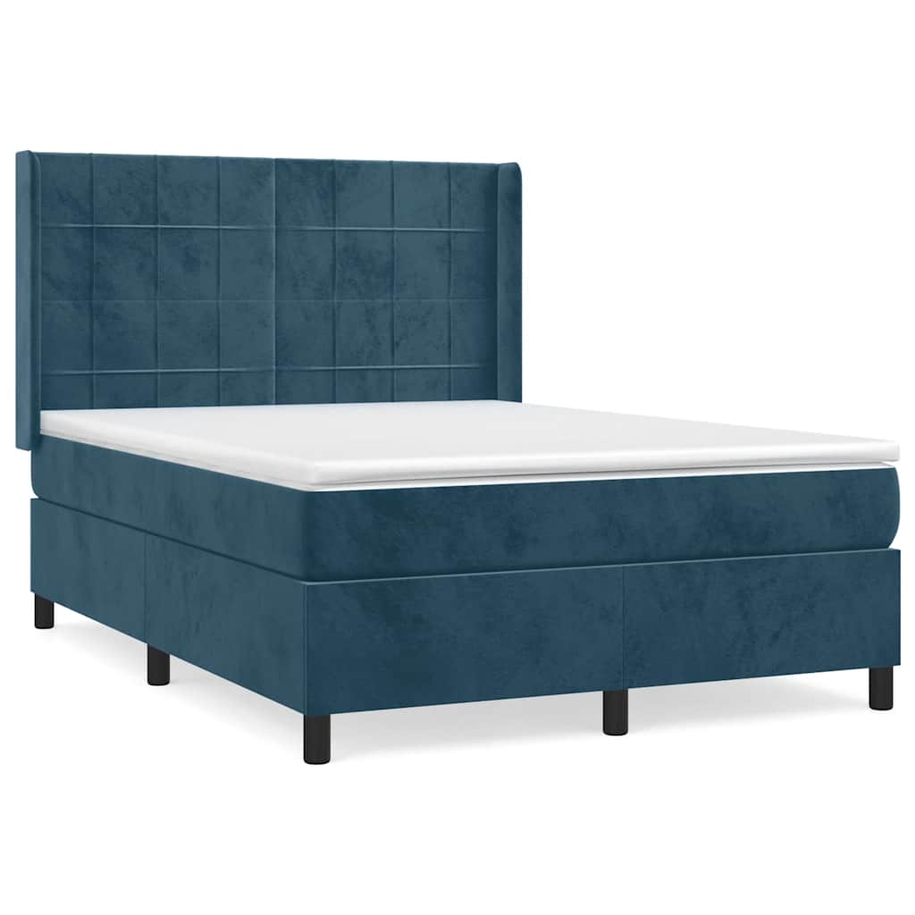Sommier à lattes de lit et matelas Bleu foncé 140x190cm Velours - XIOS