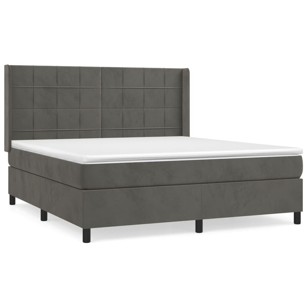 Sommier à lattes de lit et matelas Gris foncé 160x200cm Velours - XIOS