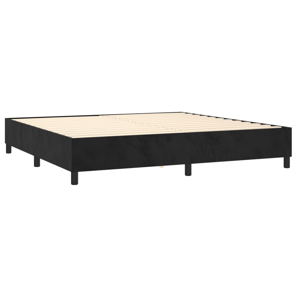 Sommier à lattes de lit avec matelas Noir 180x200 cm Velours Lits & cadres de lit vidaXL