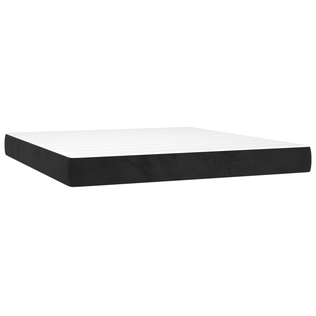 Sommier à lattes de lit avec matelas Noir 180x200 cm Velours Lits & cadres de lit vidaXL