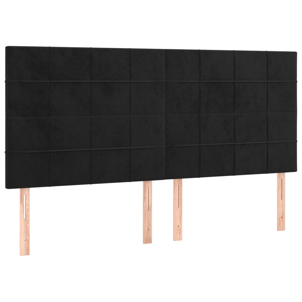 Sommier à lattes de lit avec matelas Noir 180x200 cm Velours Lits & cadres de lit vidaXL