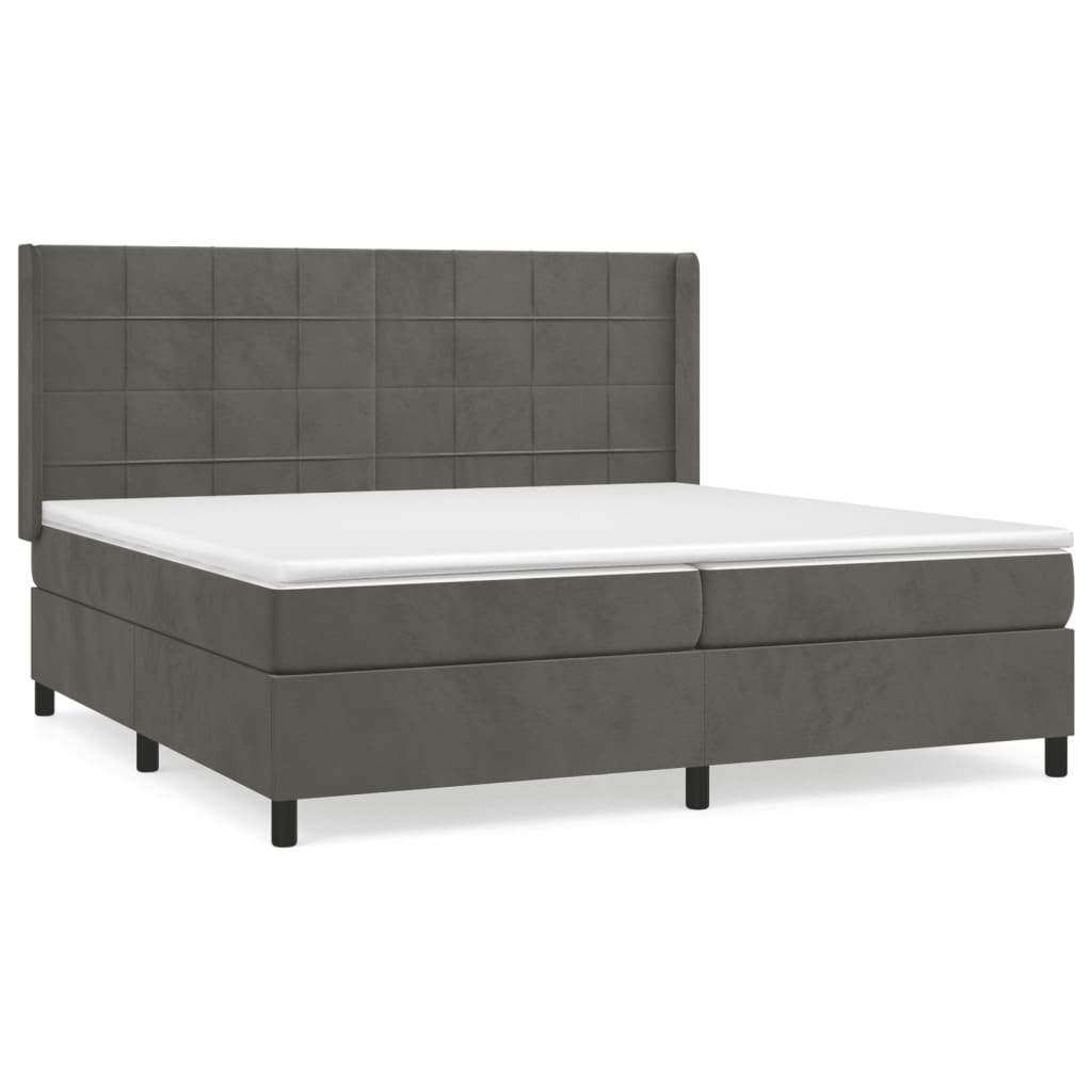 Sommier à lattes de lit et matelas Gris foncé 200x200cm Velours - XIOS