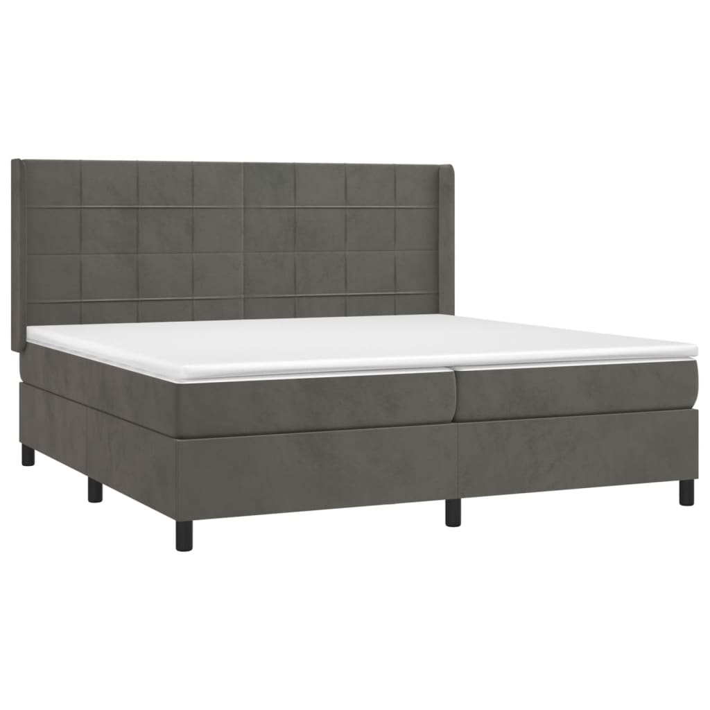Sommier à lattes de lit et matelas Gris foncé 200x200cm Velours - XIOS