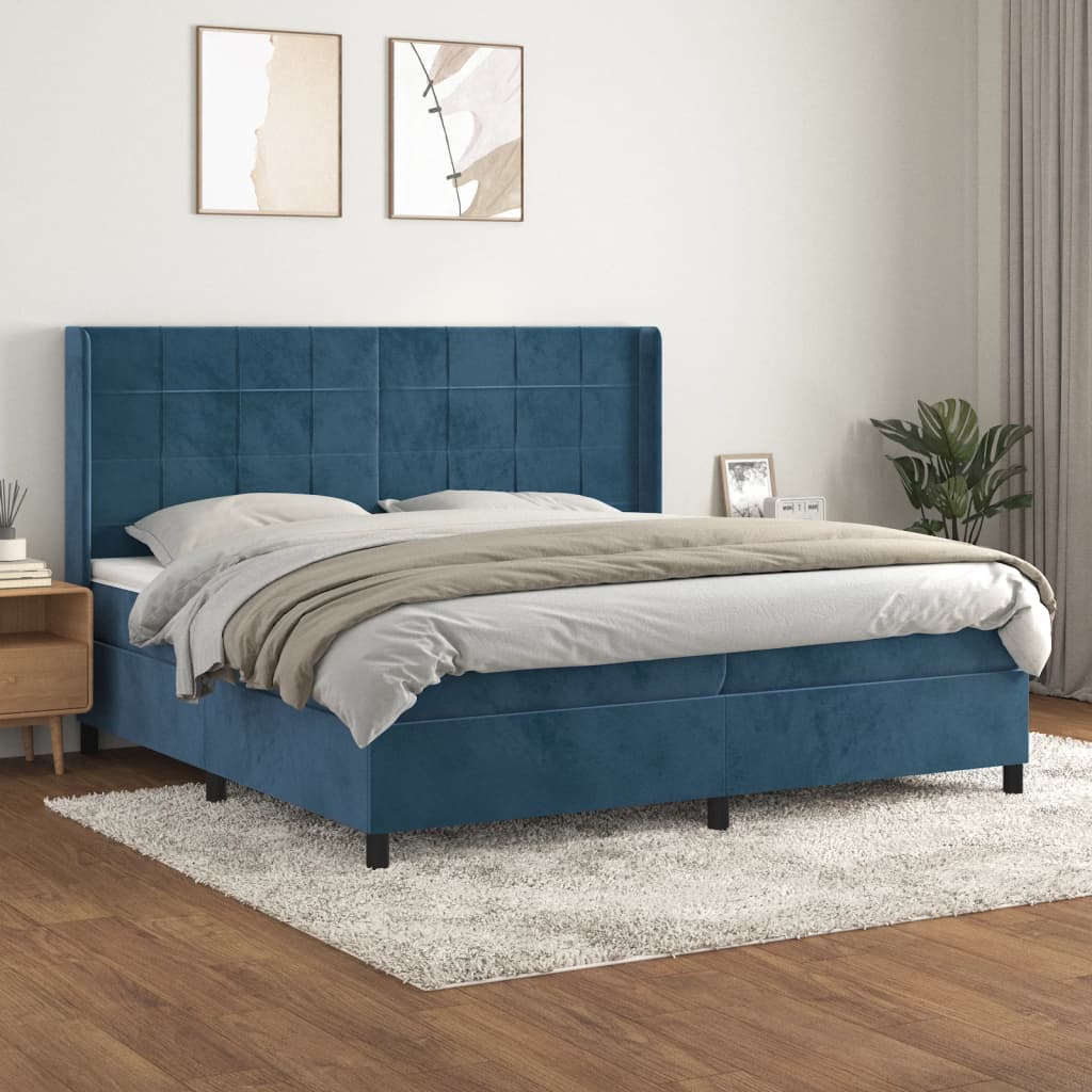 Sommier à lattes de lit et matelas Bleu foncé 200x200cm Velours - XIOS