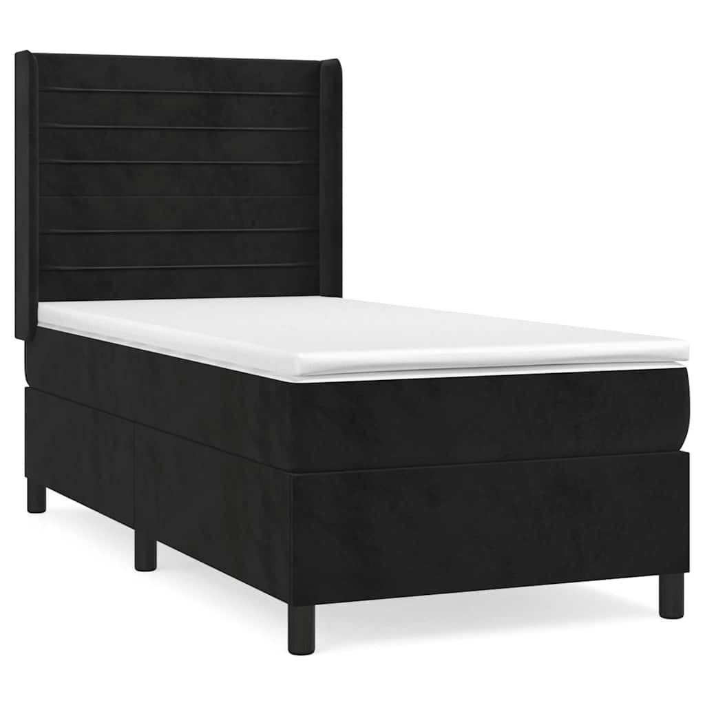Sommier à lattes de lit et matelas Noir 80x200 cm Velours