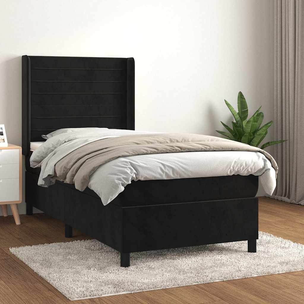 Sommier à lattes de lit et matelas Noir 80x200 cm Velours