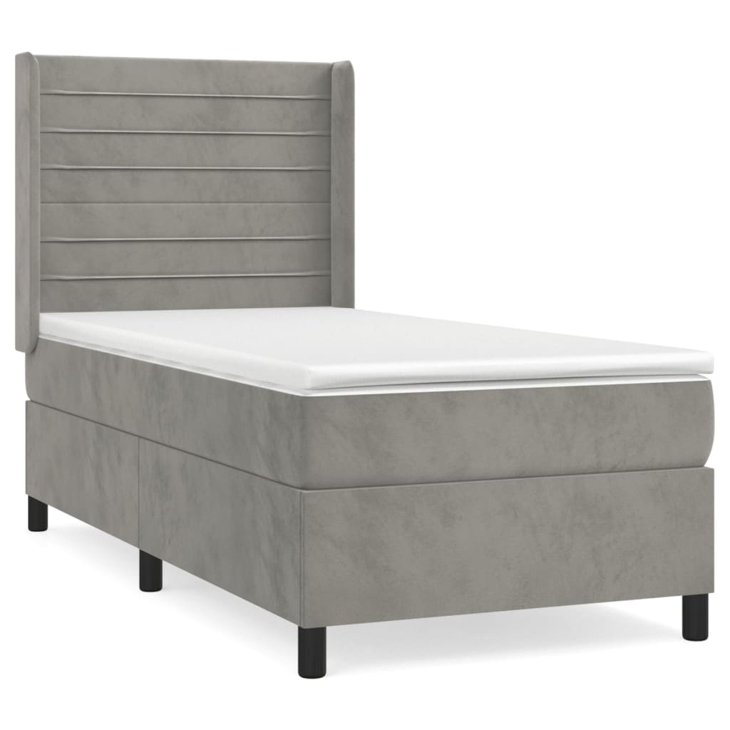 Sommier à lattes de lit et matelas Gris clair 90x190 cm Velours - XIOS