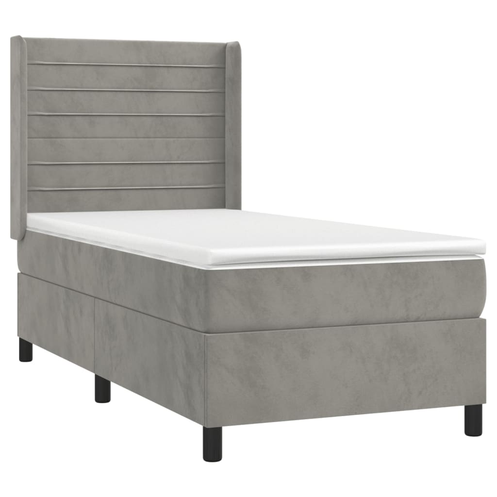 Sommier à lattes de lit et matelas Gris clair 90x190 cm Velours - XIOS