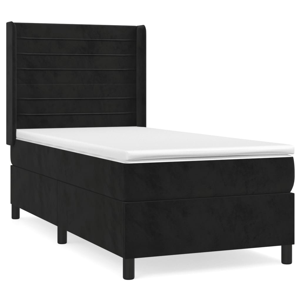 Sommier à lattes de lit avec matelas Noir 100x200 cm Velours - XIOS