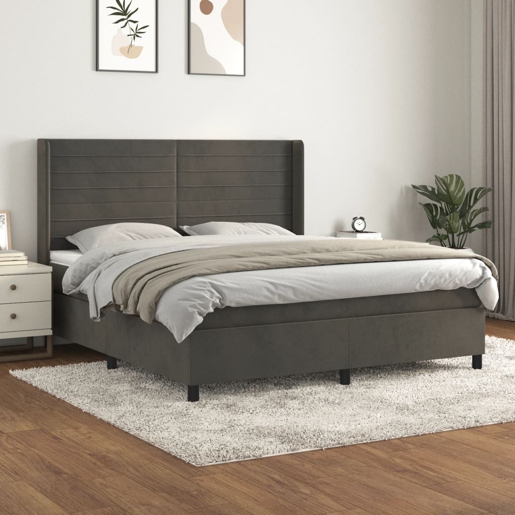 Sommier à lattes de lit et matelas Gris foncé 160x200cm Velours - XIOS