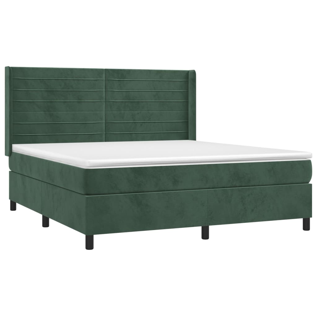 Sommier à lattes de lit et matelas Vert foncé 160x200cm Velours