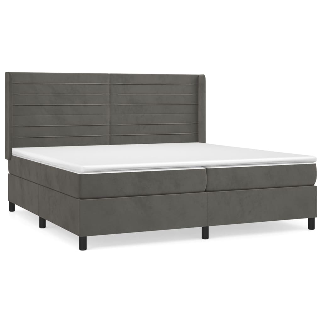 Sommier à lattes de lit et matelas Gris foncé 200x200cm Velours - XIOS