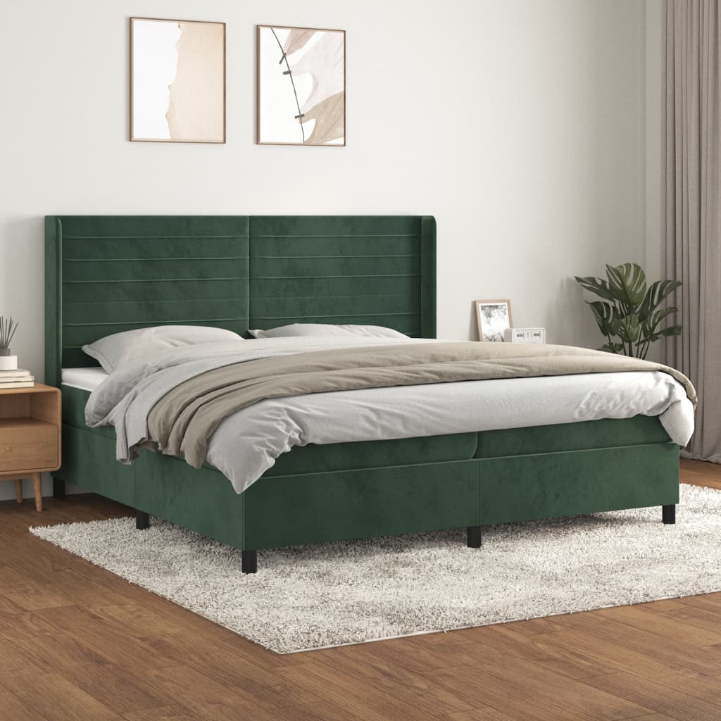 Sommier à lattes de lit et matelas Vert foncé 200x200cm Velours - XIOS