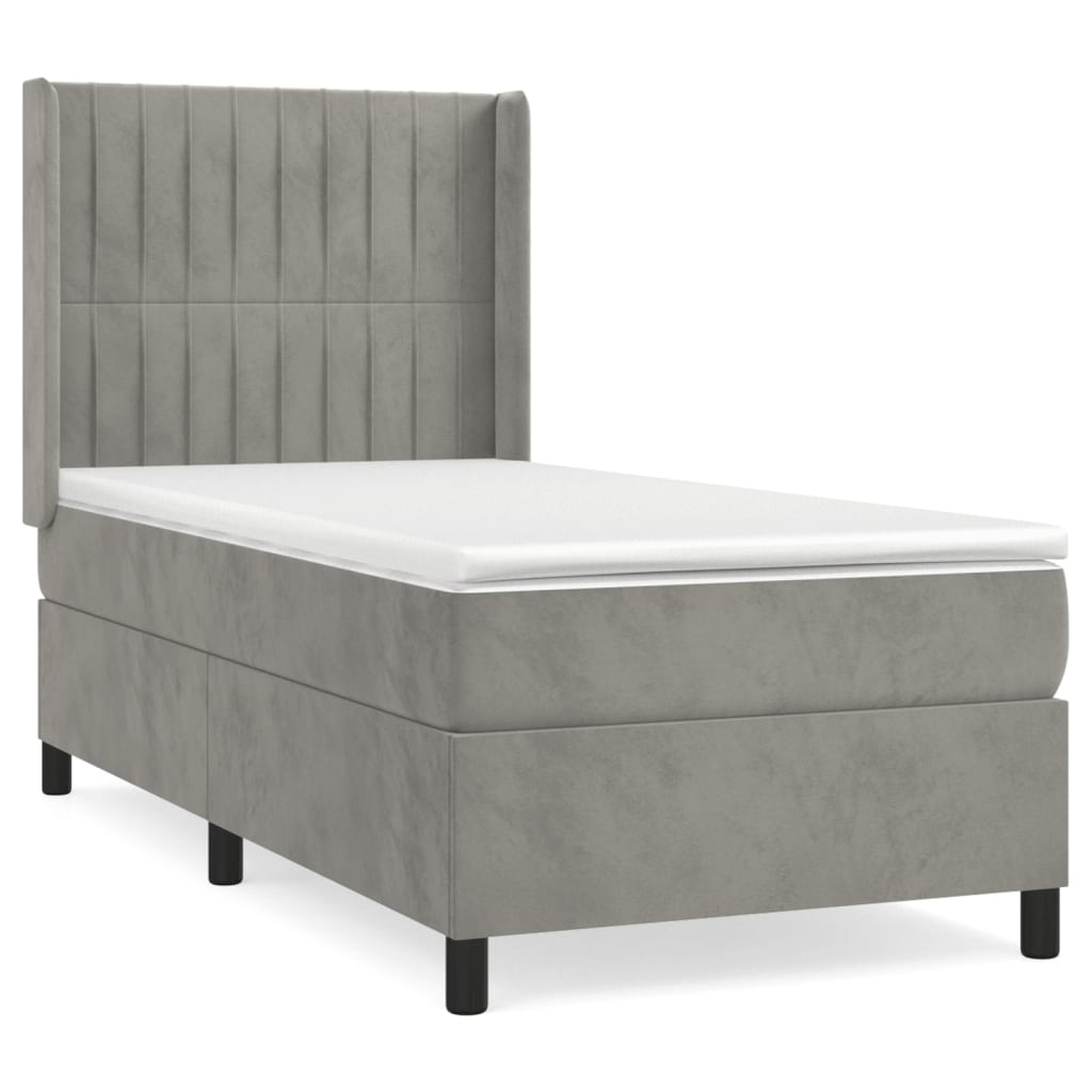 Sommier à lattes de lit et matelas Gris clair 90x190 cm Velours - XIOS