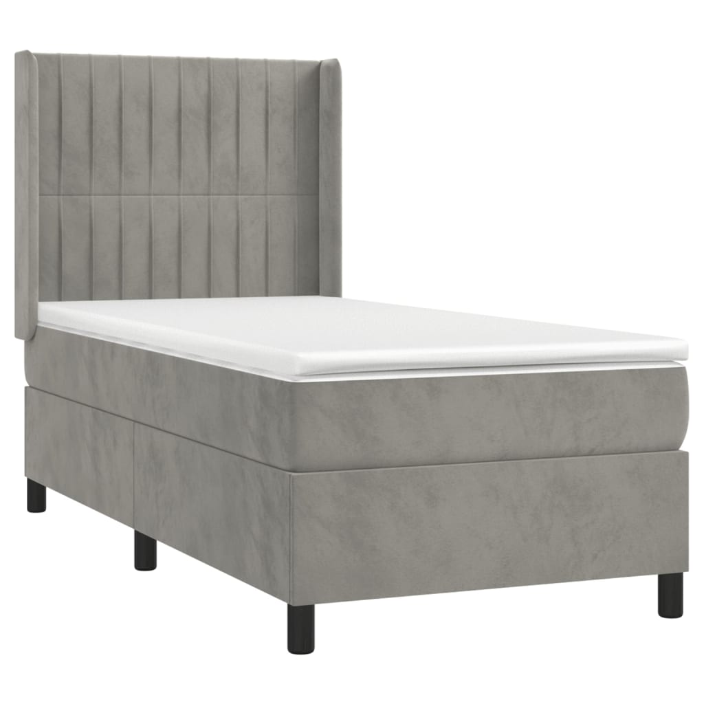 Sommier à lattes de lit et matelas Gris clair 90x190 cm Velours - XIOS