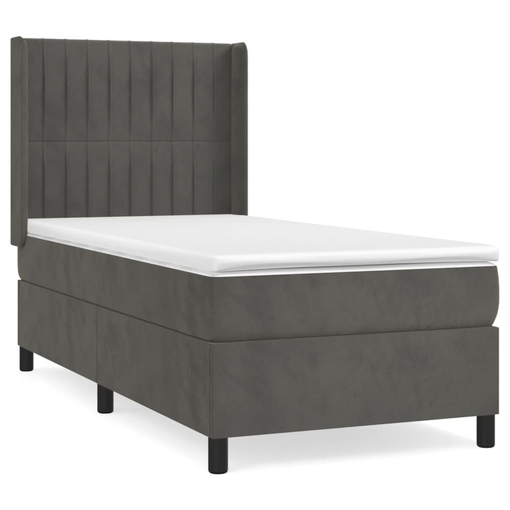 Sommier à lattes de lit et matelas Gris foncé 90x190 cm Velours - XIOS