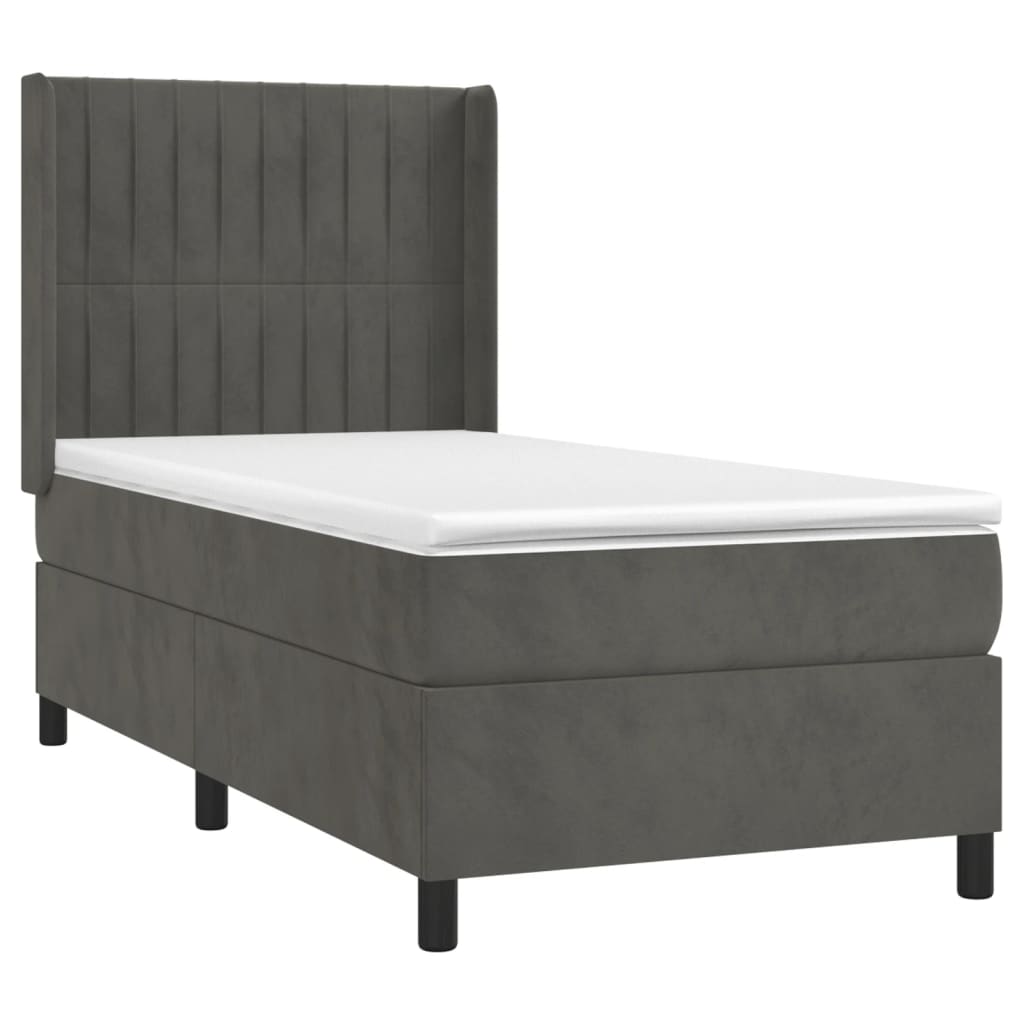 Sommier à lattes de lit et matelas Gris foncé 90x190 cm Velours - XIOS