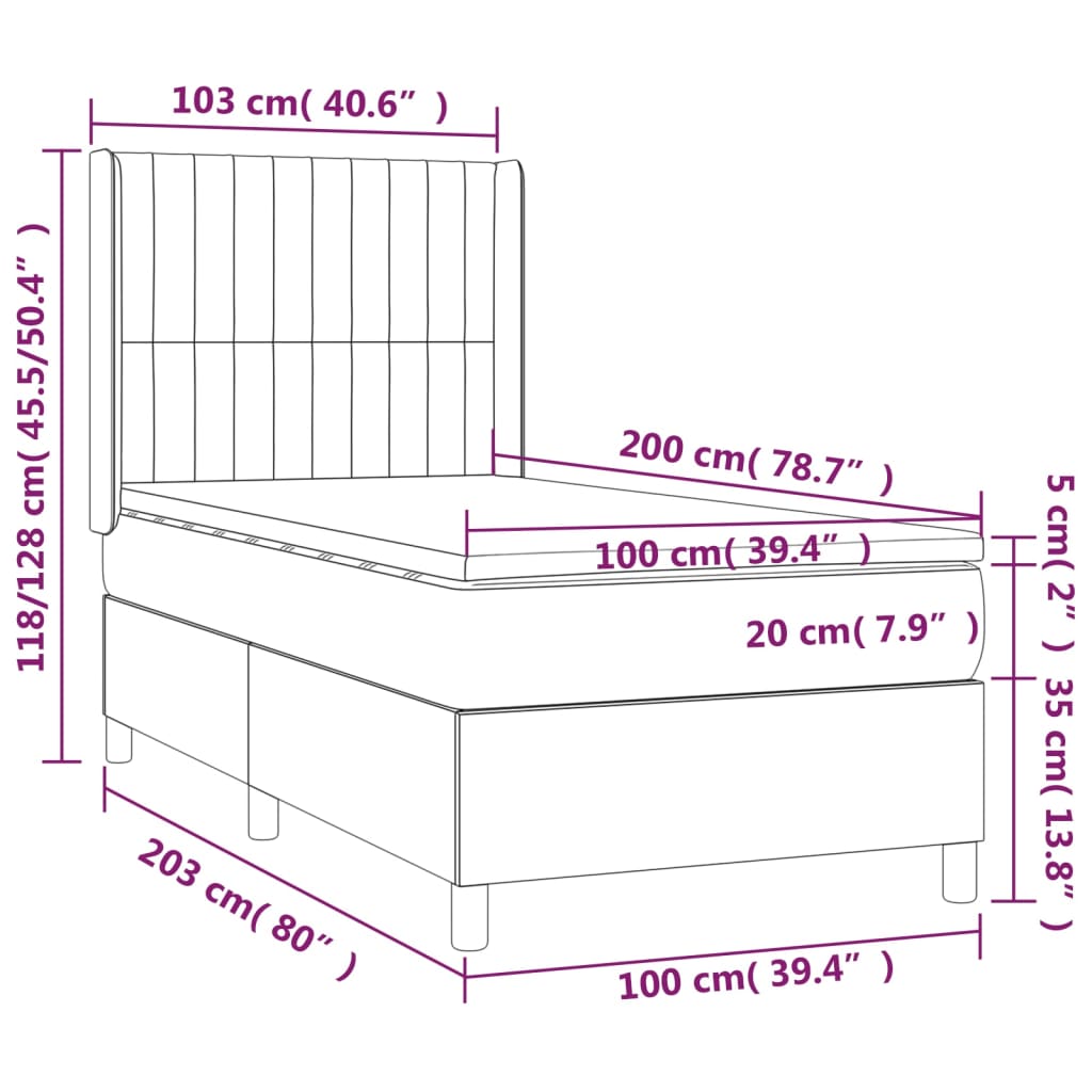 Sommier à lattes de lit avec matelas Rose 100x200 cm Velours - XIOS