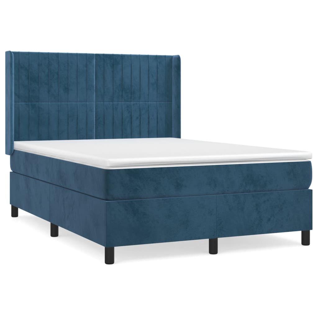Sommier à lattes de lit et matelas Bleu foncé 140x190cm Velours - XIOS