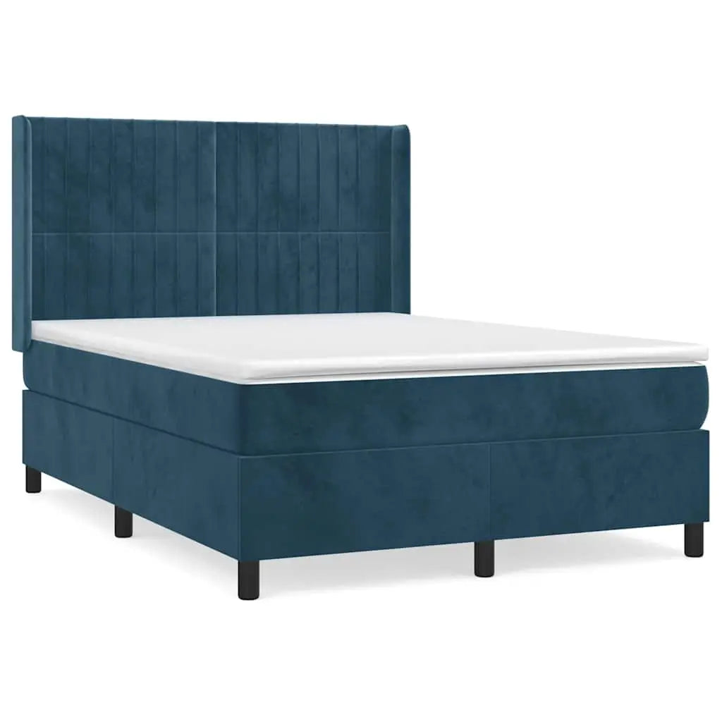 Sommier à lattes de lit et matelas Bleu foncé 140x190cm Velours - XIOS