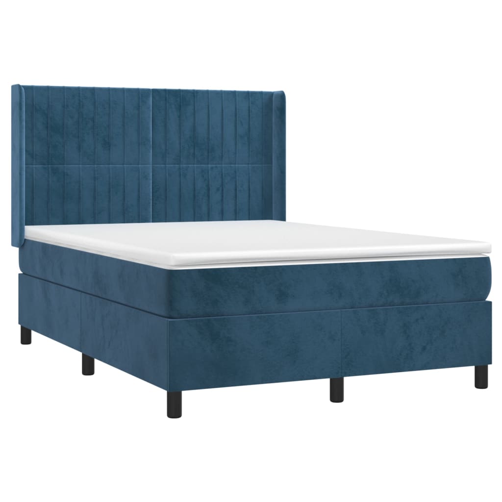Sommier à lattes de lit et matelas Bleu foncé 140x190cm Velours - XIOS