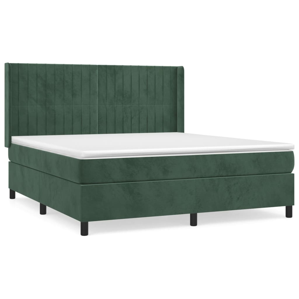Sommier à lattes de lit et matelas Vert foncé 160x200cm Velours