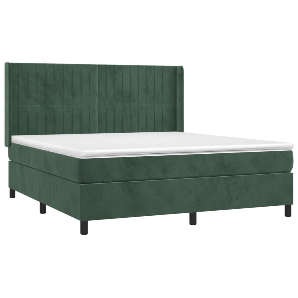 Sommier à lattes de lit et matelas Vert foncé 160x200cm Velours