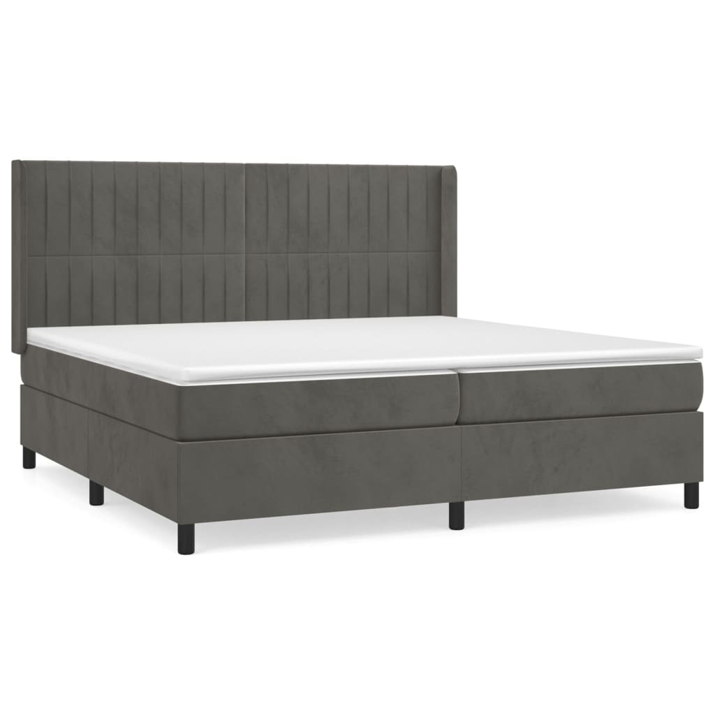 Sommier à lattes de lit et matelas Gris foncé 200x200cm Velours - XIOS