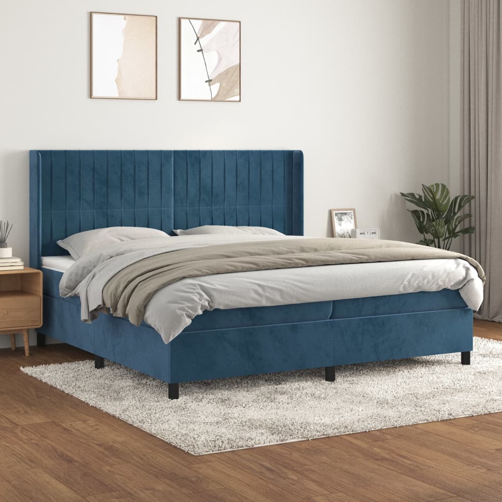 Sommier à lattes de lit et matelas Bleu foncé 200x200cm Velours - XIOS