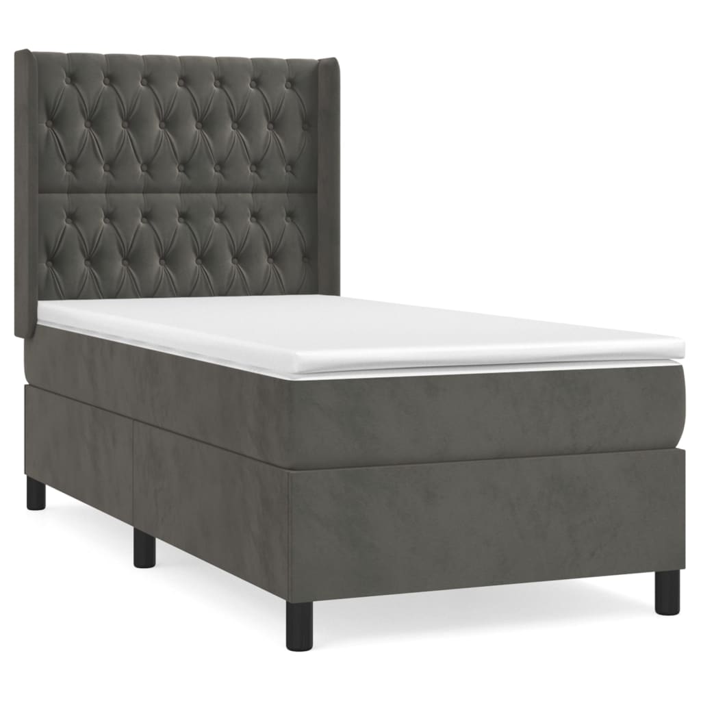 Sommier à lattes de lit et matelas Gris foncé 90x190 cm Velours - XIOS