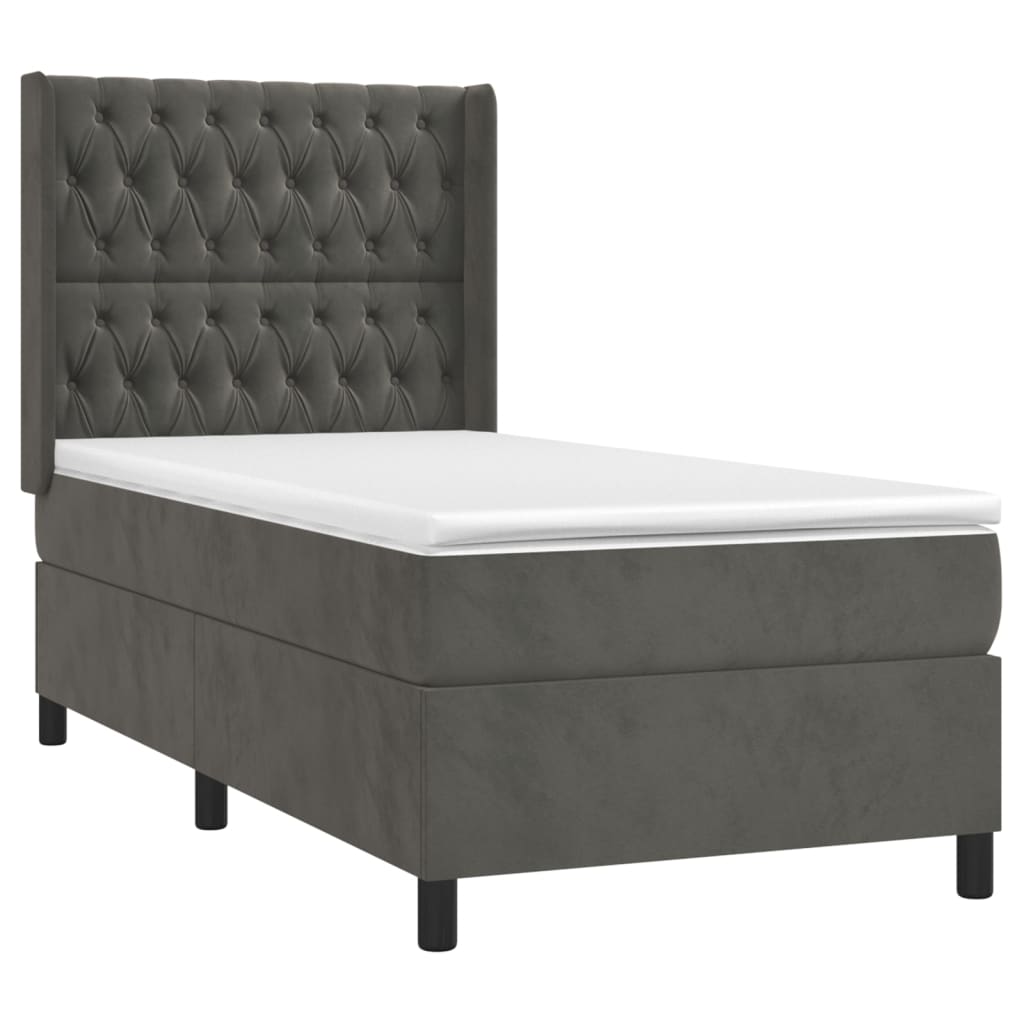 Sommier à lattes de lit et matelas Gris foncé 90x190 cm Velours - XIOS