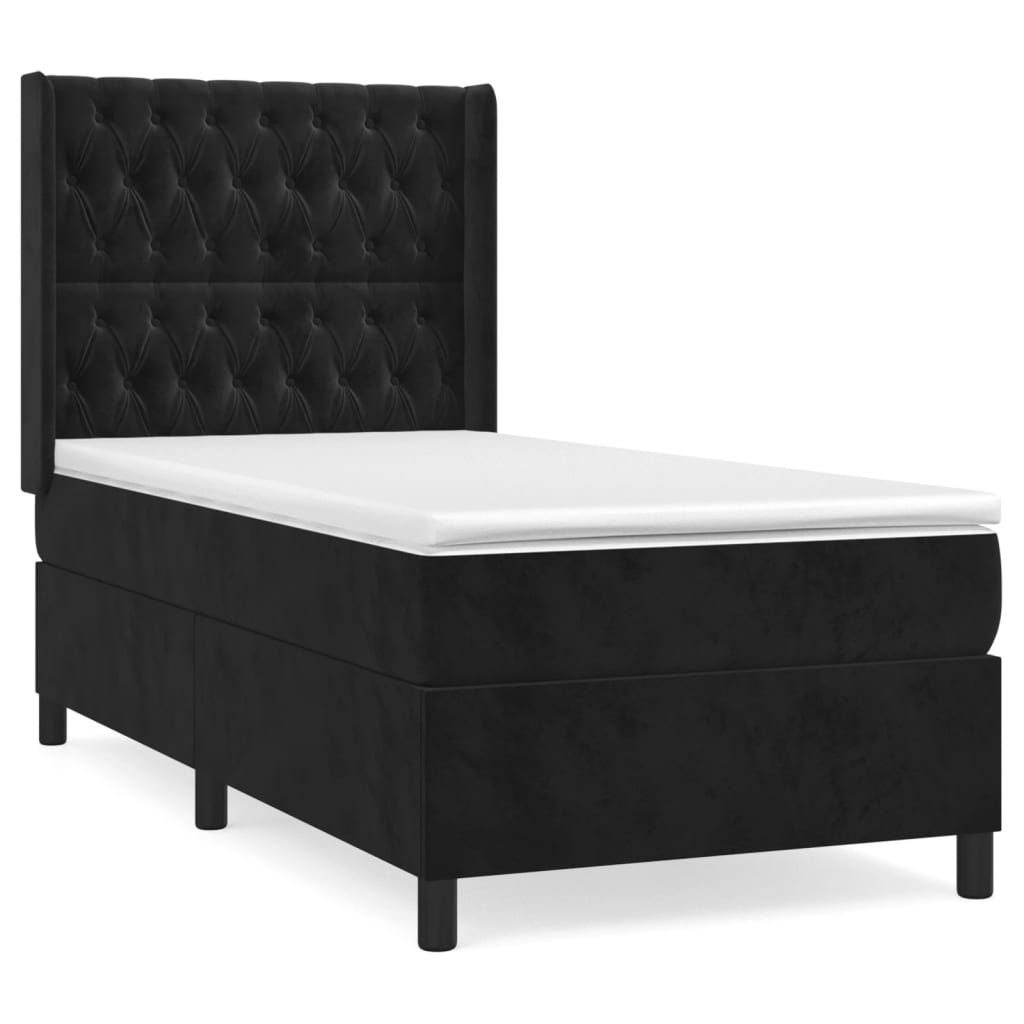 Sommier à lattes de lit avec matelas Noir 90x200 cm Velours - XIOS