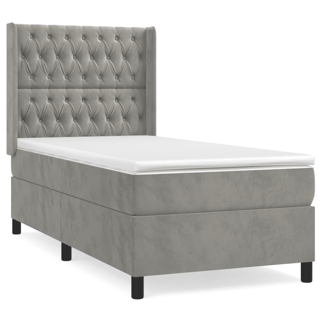 Sommier à lattes de lit et matelas Gris clair 100x200cm Velours - XIOS