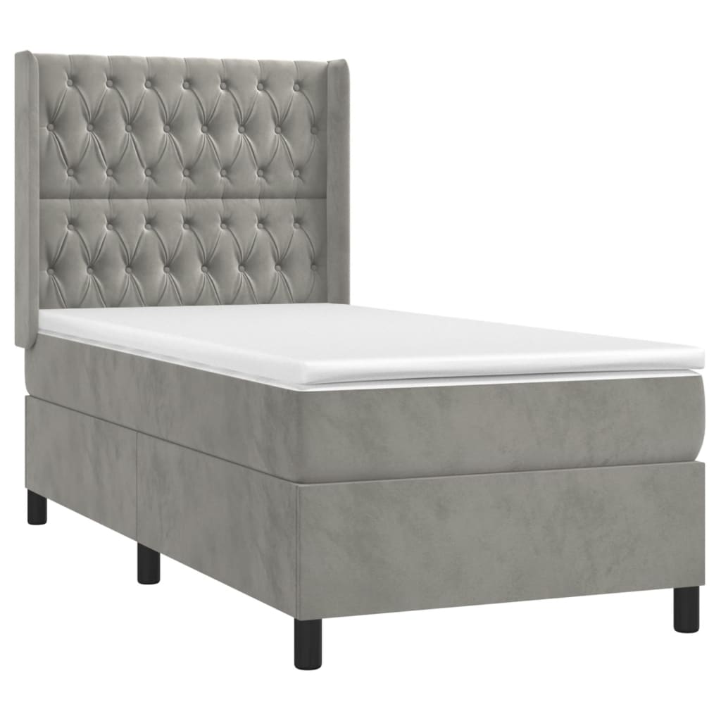 Sommier à lattes de lit et matelas Gris clair 100x200cm Velours - XIOS