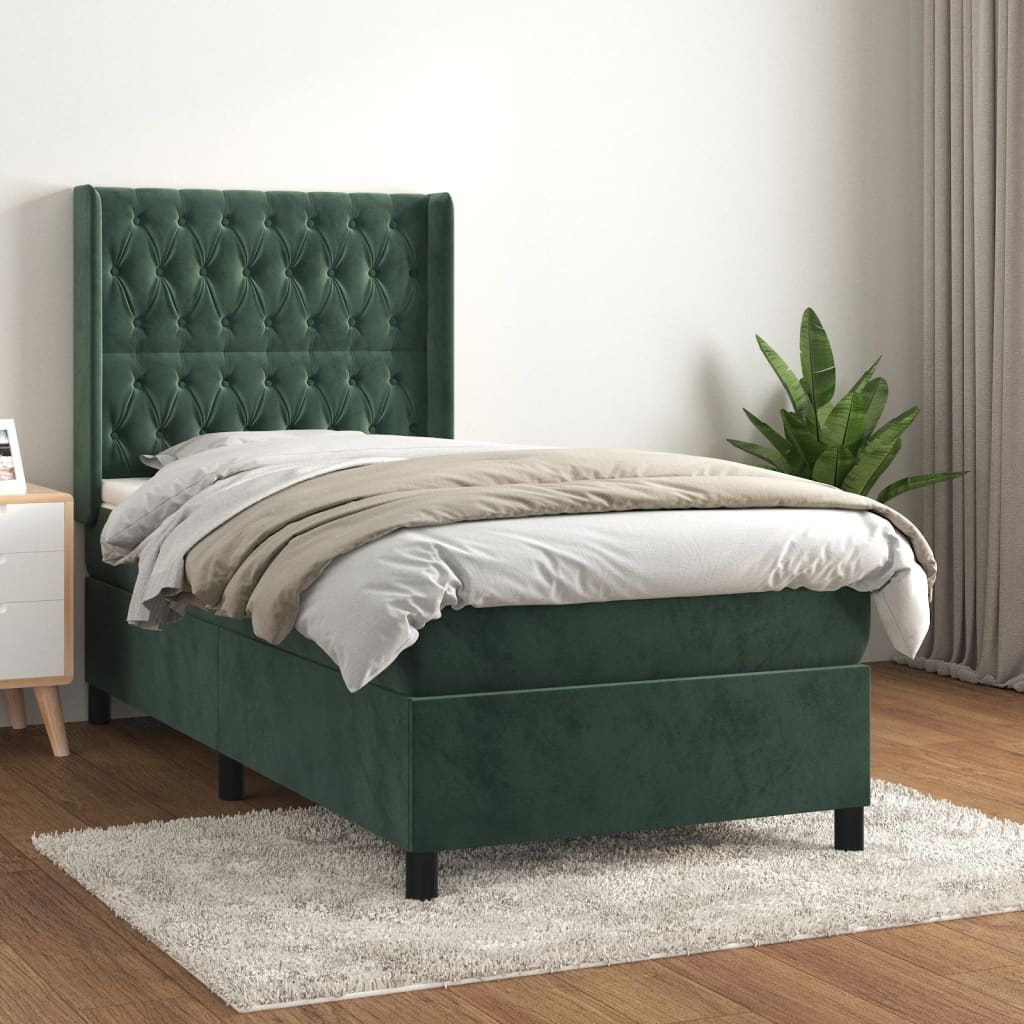 Sommier à lattes de lit avec matelas Vert foncé 100x200 cm - XIOS